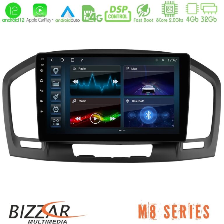 Bizzar M8 Series Opel Insignia 2008-2013 8core Android12 4+32GB Navigation Multimedia Tablet 9"