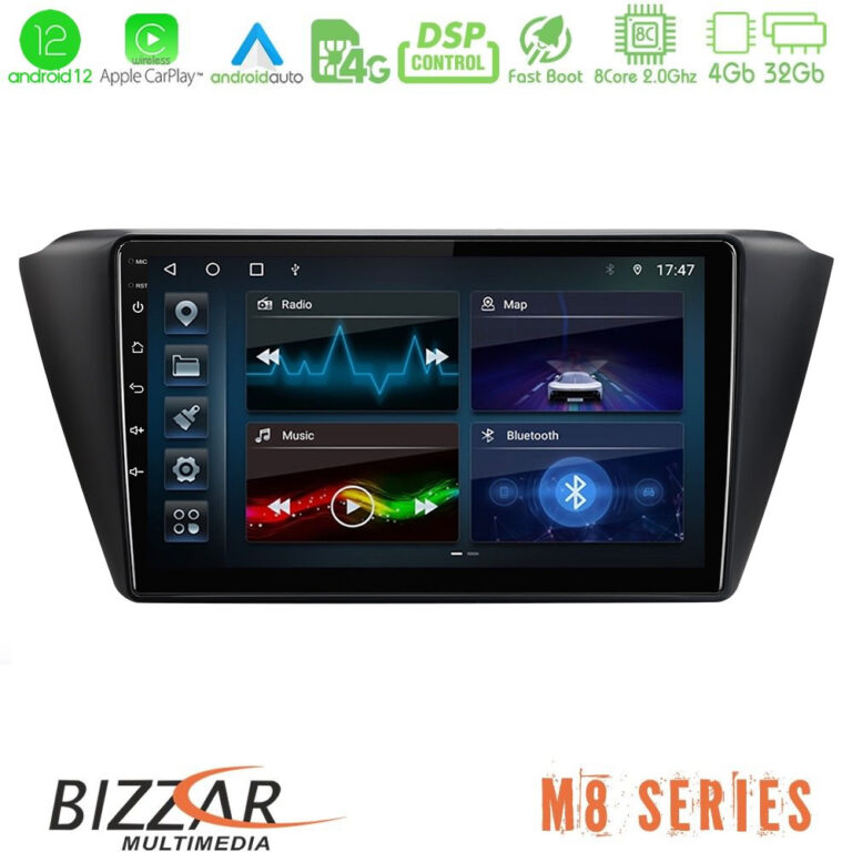 Bizzar M8 Series Skoda Fabia 2015-2021 8core Android12 4+32GB Navigation Multimedia Tablet 9"