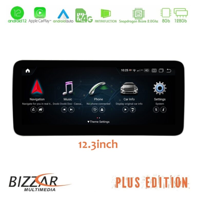 Bizzar OEM Mercedes A/CLA/GLA Class NTG4.5 Android12 (8+128GB) Navigation Multimedia 12,3″ Anti-reflection