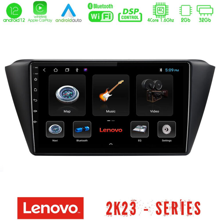 Lenovo Car Pad Skoda Fabia 2015-2021 4Core Android12 2+32GB Navigation Multimedia Tablet 9"