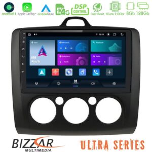 Bizzar Ultra Series Ford Focus Manual AC 8core Android11 8+128GB Navigation Multimedia 9" (Μαύρο Χρώμα)