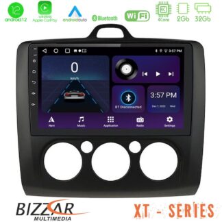 Bizzar XT Series Ford Focus Manual AC 4Core Android12 2+32GB Navigation Multimedia 9" (Μαύρο Χρώμα)