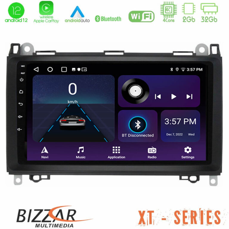 Bizzar XT Series Mercedes A/B/Vito/Sprinter Class 4Core Android12 2+32GB Navigation Multimedia 9"