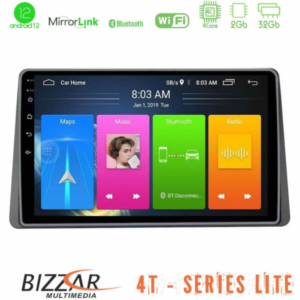 Bizzar 4T Series Dacia Duster 2019-> 4core Android12 2+32GB Navigation Multimedia Tablet 9"