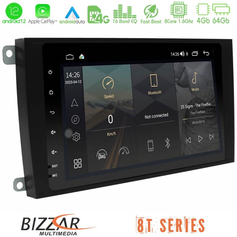 Bizzar OEM Porsche Cayenne 2003-2010 8core Android12 4+64GB Navigation Multimedia Deckless 8" με Carplay/AndroidAuto - Image 2