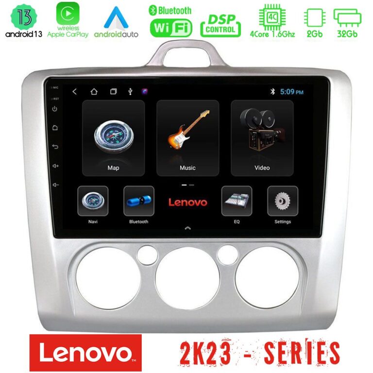 Lenovo Car Pad Ford Focus Manual AC 4Core Android 13 2+32GB Navigation Multimedia 9"