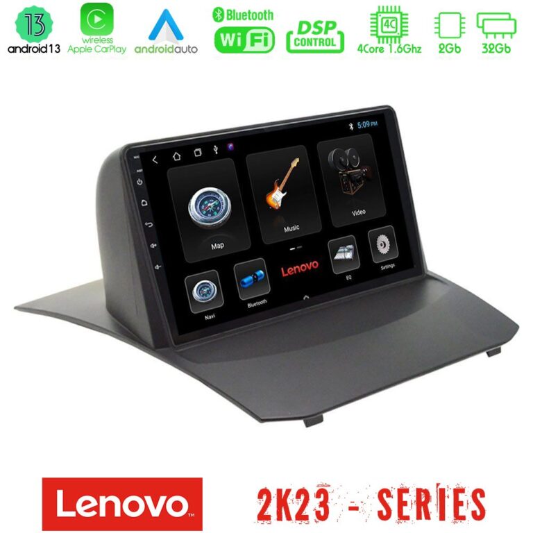 Lenovo Car Pad Ford Fiesta 2008-2013 4Core Android 13 2+32GB Navigation Multimedia 9"