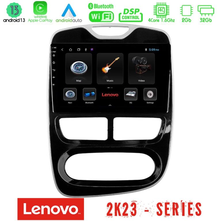 Lenovo Car Pad Renault Clio 2012-2016 4Core Android 13 2+32GB Navigation Multimedia Tablet 10"