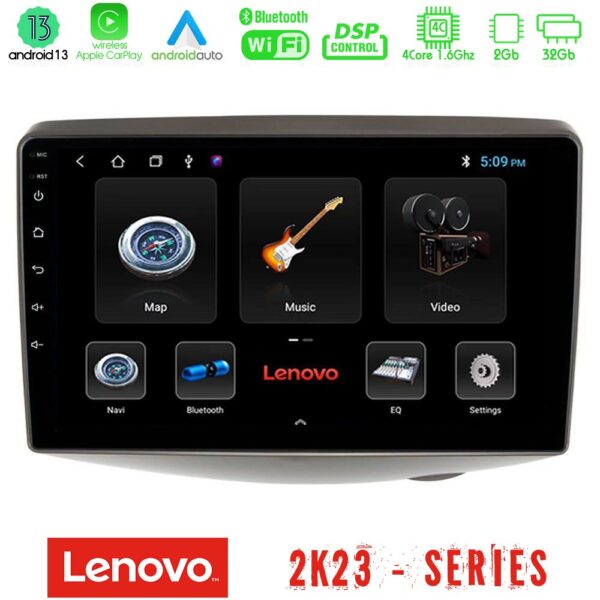Lenovo Car Pad Toyota Yaris 1999 - 2006 4Core Android 13 2+32GB Navigation Multimedia Tablet 9"