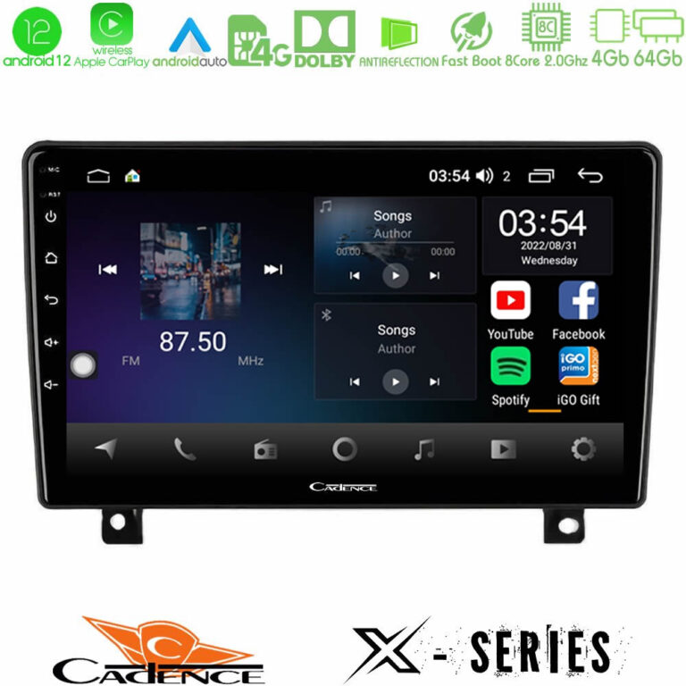 Cadence X Series Opel Astra H 8Core Android12 4+64GB Navigation Multimedia Tablet 9" (dashboard version)