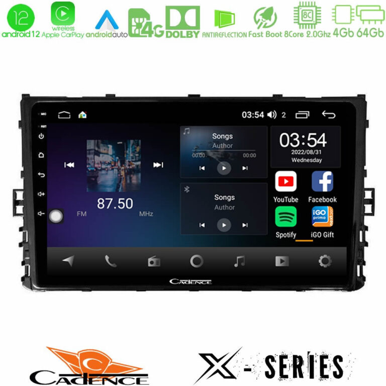 Cadence X Series VW MQB 2017-> 8core Android12 4+64GB Navigation Multimedia 9"