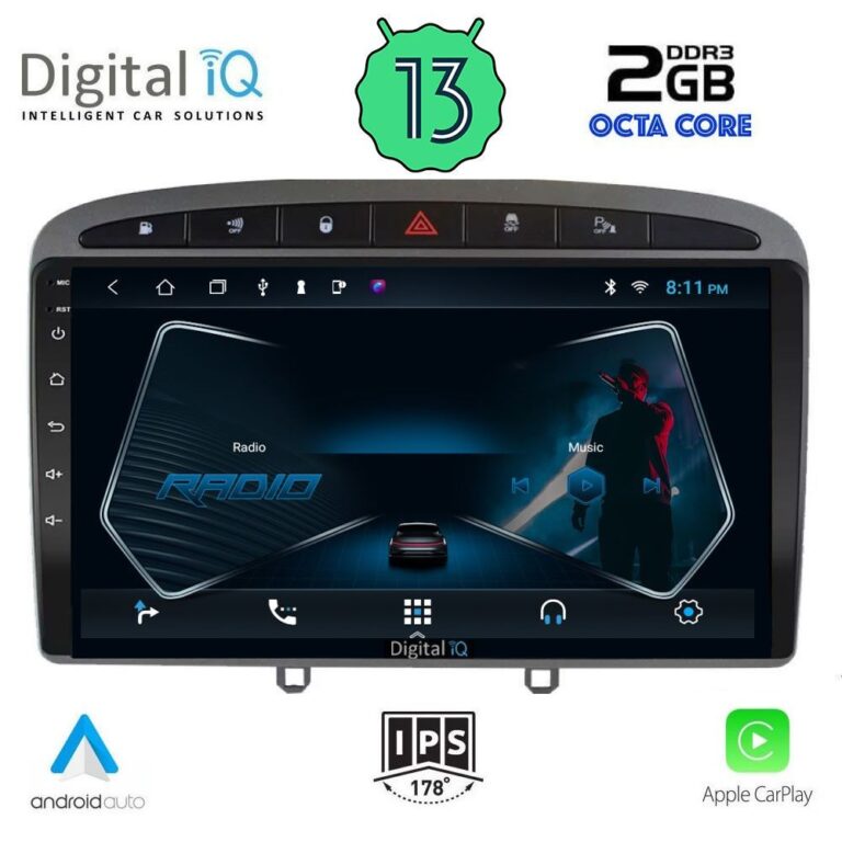 DIGITAL IQ RTC 5513_CPA (9inc) MULTIMEDIA TABLET for PEUGEOT 308 mod.2007-2012 - RCZ mod.2009-2015