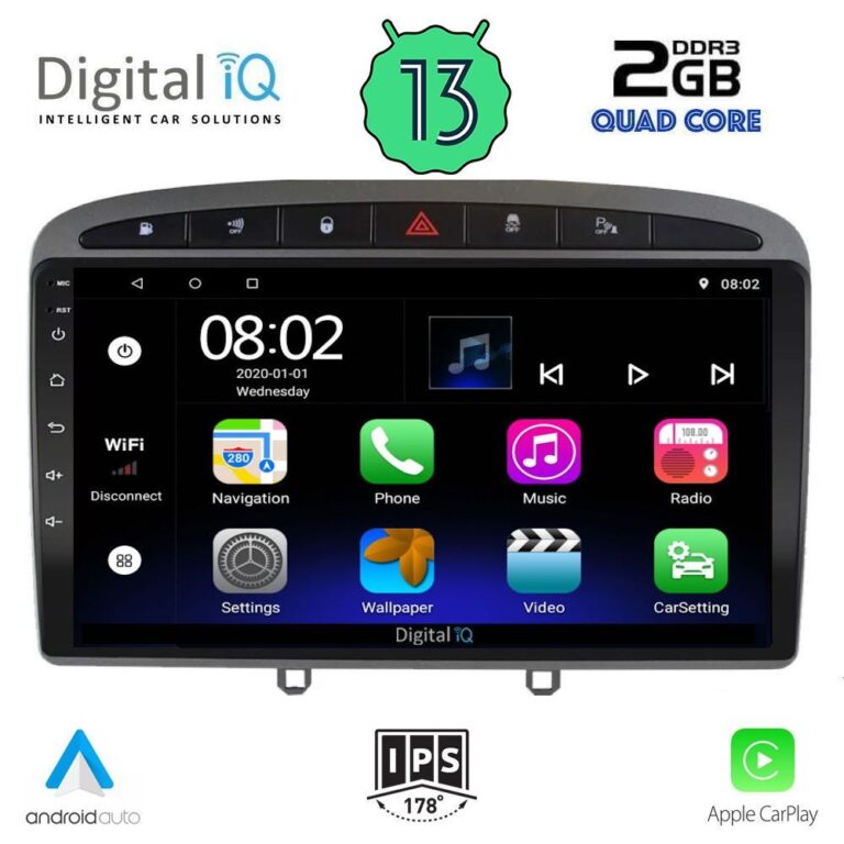 DIGITAL IQ RSB 2513_CPA (9inc) MULTIMEDIA TABLET for PEUGEOT 308 mod.2007-2012 - RCZ mod.2009-2015