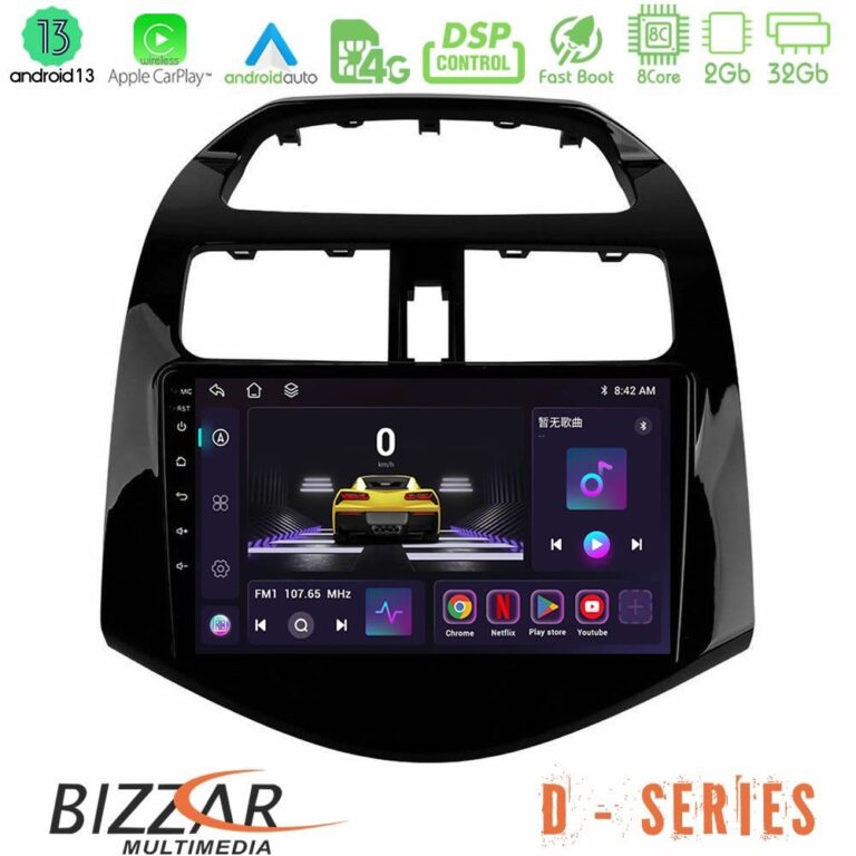 Bizzar D Series Chevrolet Spark 2009-2015 8core Android13 2+32GB Navigation Multimedia Tablet 9"