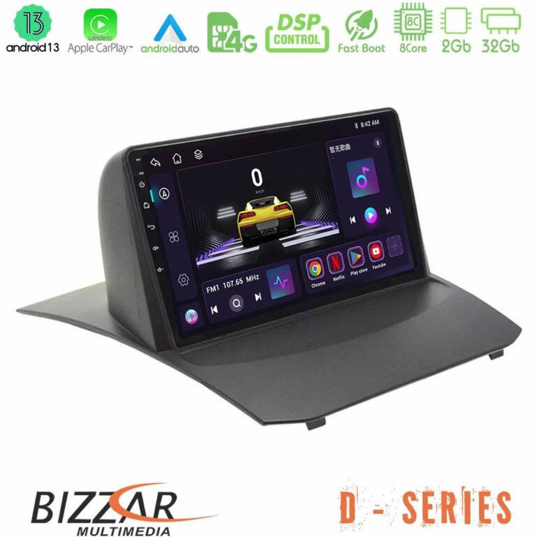 Bizzar D Series Ford Fiesta 2008-2013 8core Android13 2+32GB Navigation Multimedia Tablet 9"