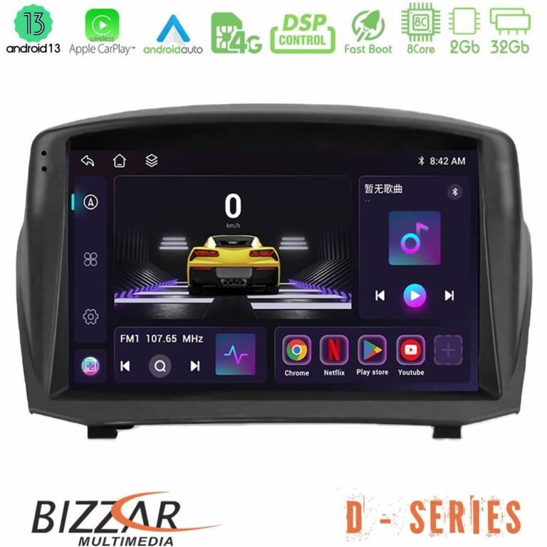 Bizzar D Series Ford Fiesta 2008-2012 8core Android13 2+32GB Navigation Multimedia Tablet 9" (Oem Style)