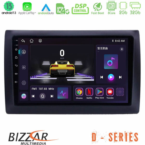 Bizzar D Series Fiat Stilo 8core Android13 2+32GB Navigation Multimedia Tablet 9"