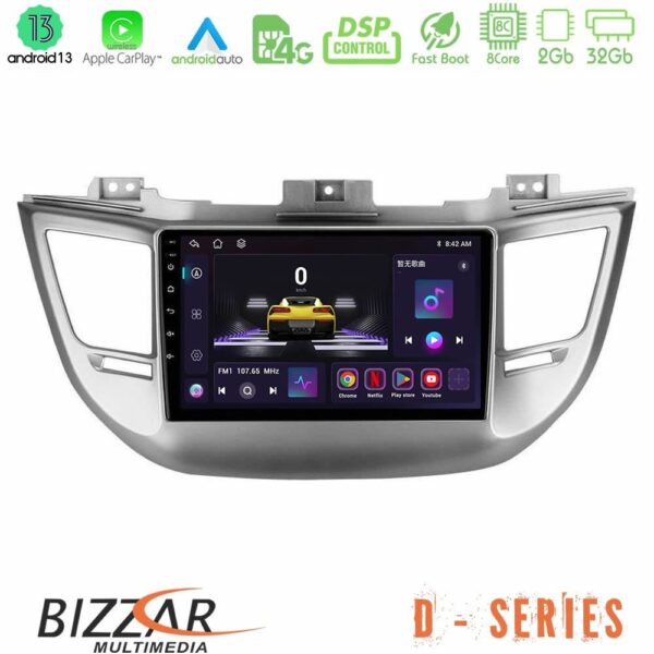 Bizzar D Series Hyundai Tucson 2015-2018 8Core Android13 2+32GB Navigation Multimedia Tablet 9"