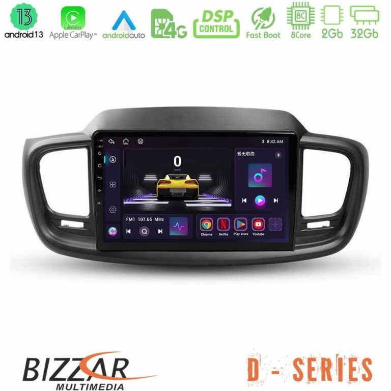 Bizzar D Series Kia Sorento 2018-2021 8Core Android13 2+32GB Navigation Multimedia Tablet 9"