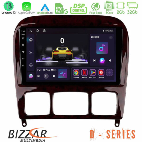 Bizzar D Series Mercedes S Class 1999-2004 (W220) 8core Android13 2+32GB Navigation Multimedia Tablet 9"
