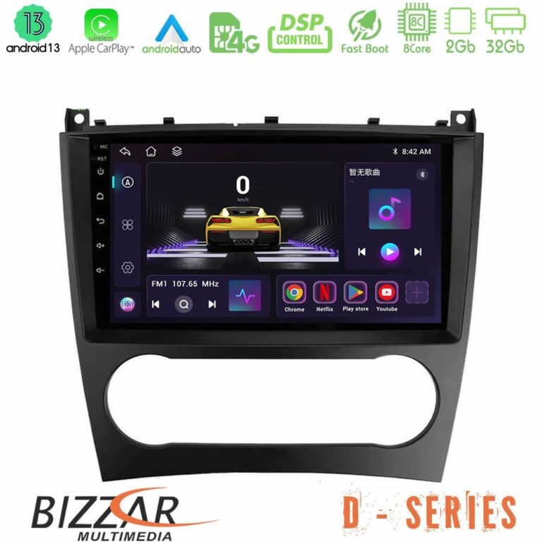 Bizzar D Series Mercedes W203 Facelift 8core Android13 2+32GB Navigation Multimedia Tablet 9"