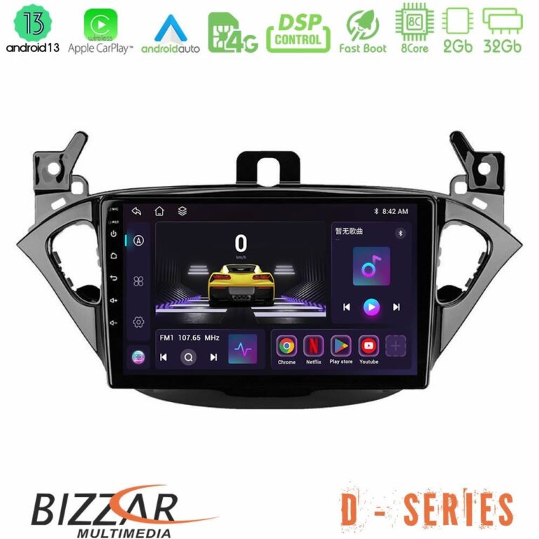 Bizzar D Series Opel Corsa E/Adam 8core Android13 2+32GB Navigation Multimedia Tablet 9"