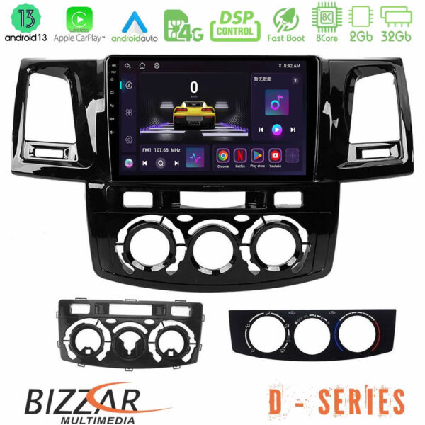 Bizzar D Series Toyota Hilux 2007-2011 8core Android13 2+32GB Navigation Multimedia Tablet 9"