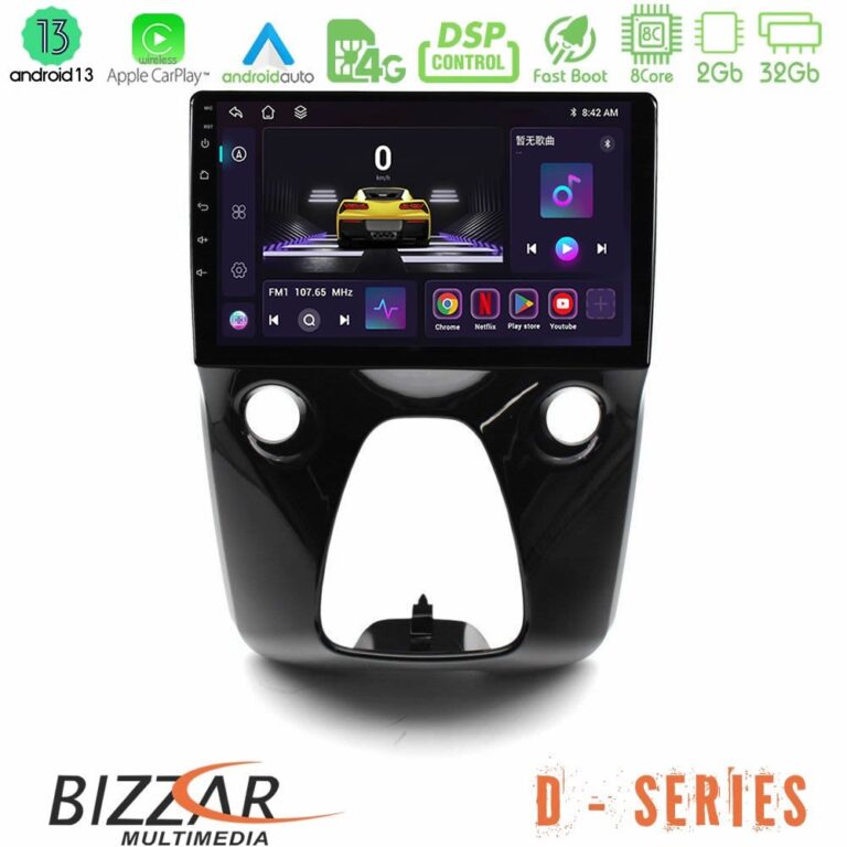 Bizzar D Series Toyota Aygo | Citroen C1 | Peugeot 108 8core Android13 2+32GB Navigation Multimedia 10"