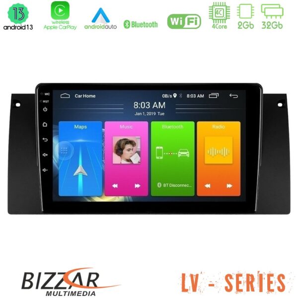 Bizzar LV Series BMW 5 Series (E39) / X5 (E53) 4Core Android 13 2+32GB Navigation Multimedia Tablet 9"