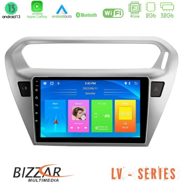 Bizzar LV Series Citroën C-Elysée / Peugeot 301 4Core Android 13 2+32GB Navigation Multimedia Tablet 9"