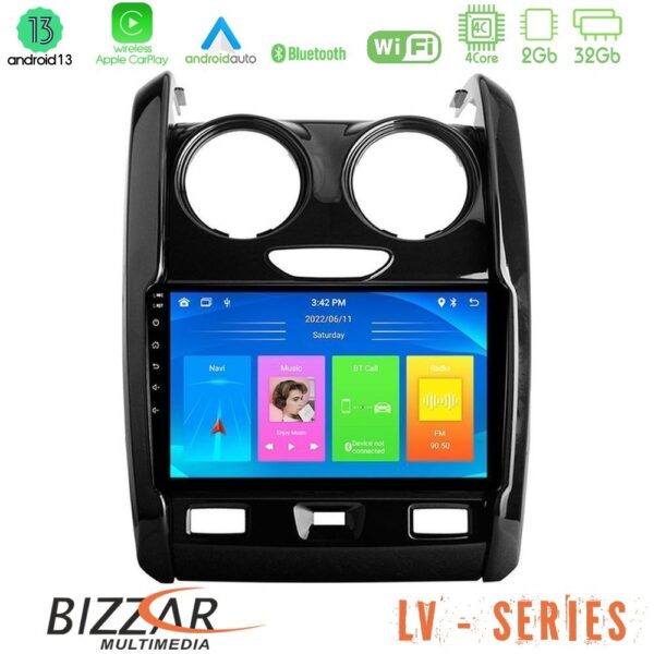 Bizzar LV Series Dacia Duster 2014-2018 4Core Android 13 2+32GB Navigation Multimedia Tablet 9"