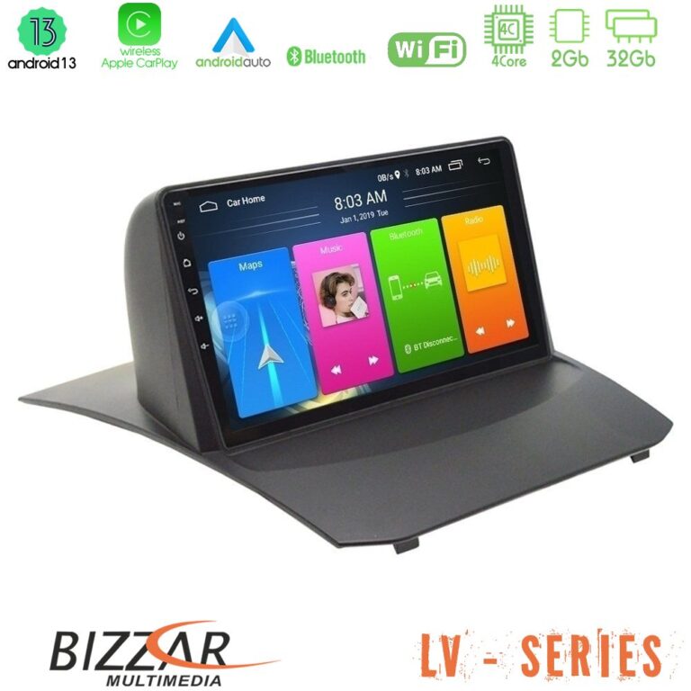 Bizzar LV Series Ford Fiesta 2008-2013 4Core Android 13 2+32GB Navigation Multimedia Tablet 9"