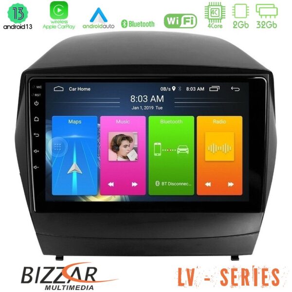 Bizzar LV Series Hyundai IX35 Auto A/C 4Core Android 13 2+32GB Navigation Multimedia Tablet 10"