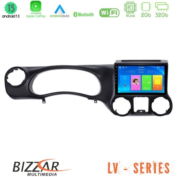 Bizzar LV Series Jeep Wrangler 2011-2014 4Core Android 13 2+32GB Navigation Multimedia Tablet 9"