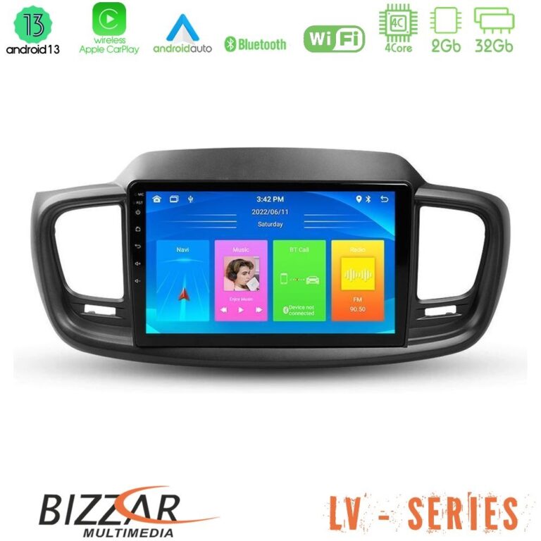 Bizzar LV Series Kia Sorento 2018-2021 4Core Android 13 2+32GB Navigation Multimedia Tablet 9"