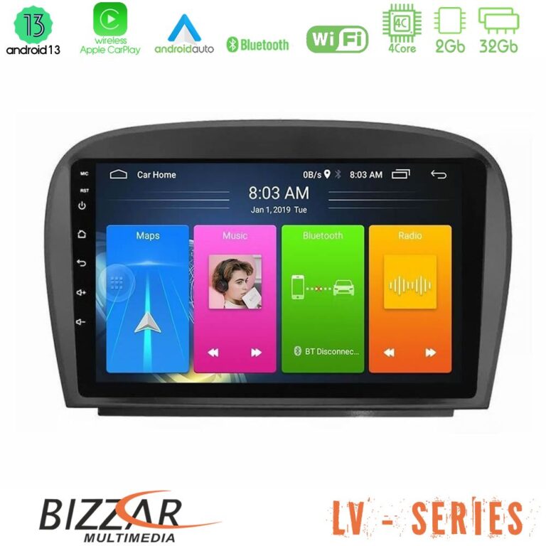 Bizzar LV Series Mercedes SL Class 2005-2011 4Core Android 13 2+32GB Navigation Multimedia Tablet 9"