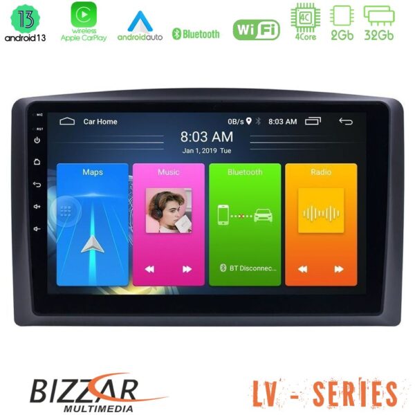 Bizzar LV Series Mercedes Vito 2015-2021 4Core Android 13 2+32GB Navigation Multimedia Tablet 10"