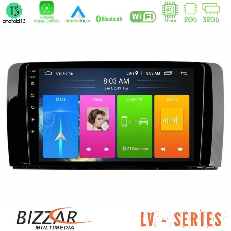 Bizzar LV Series Mercedes R Class 4Core Android 13 2+32GB Navigation Multimedia Tablet 9"