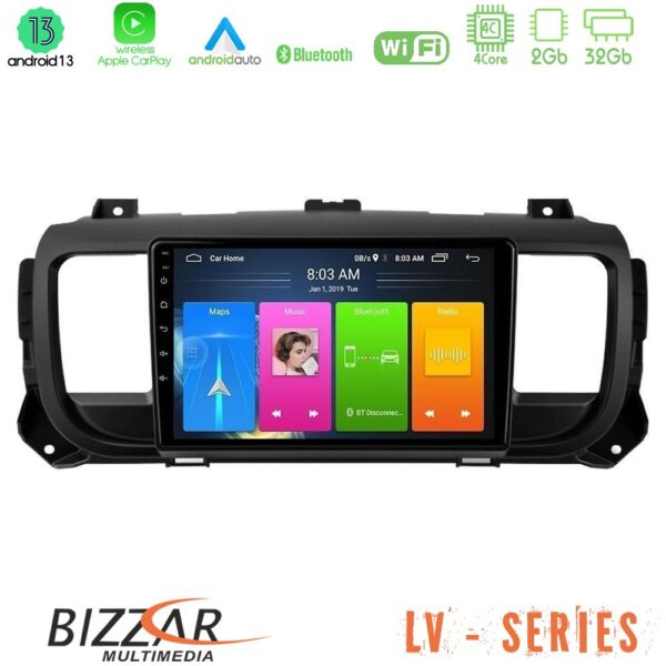 Bizzar LV Series Citroen/Peugeot/Opel/Toyota 4Core Android 13 2+32GB Navigation Multimedia Tablet 9"