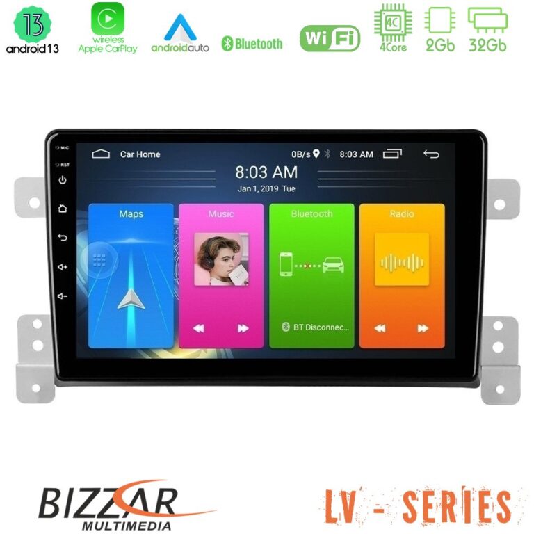 Bizzar LV Series Suzuki Grand Vitara 4Core Android 13 2+32GB Navigation Multimedia Tablet 9"