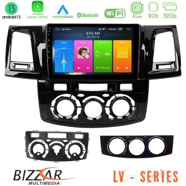 Bizzar LV Series Toyota Hilux 2007-2011 4Core Android 13 2+32GB Navigation Multimedia Tablet 9"