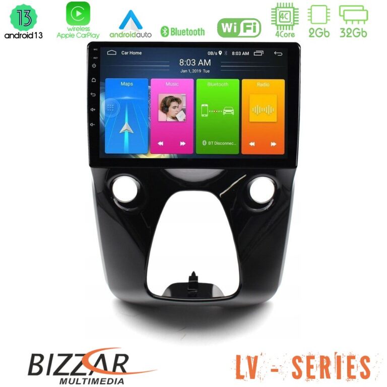 Bizzar LV Series Toyota Aygo | Citroen C1 | Peugeot 108 4Core Android 13 2+32GB Navigation Multimedia Tablet 10"