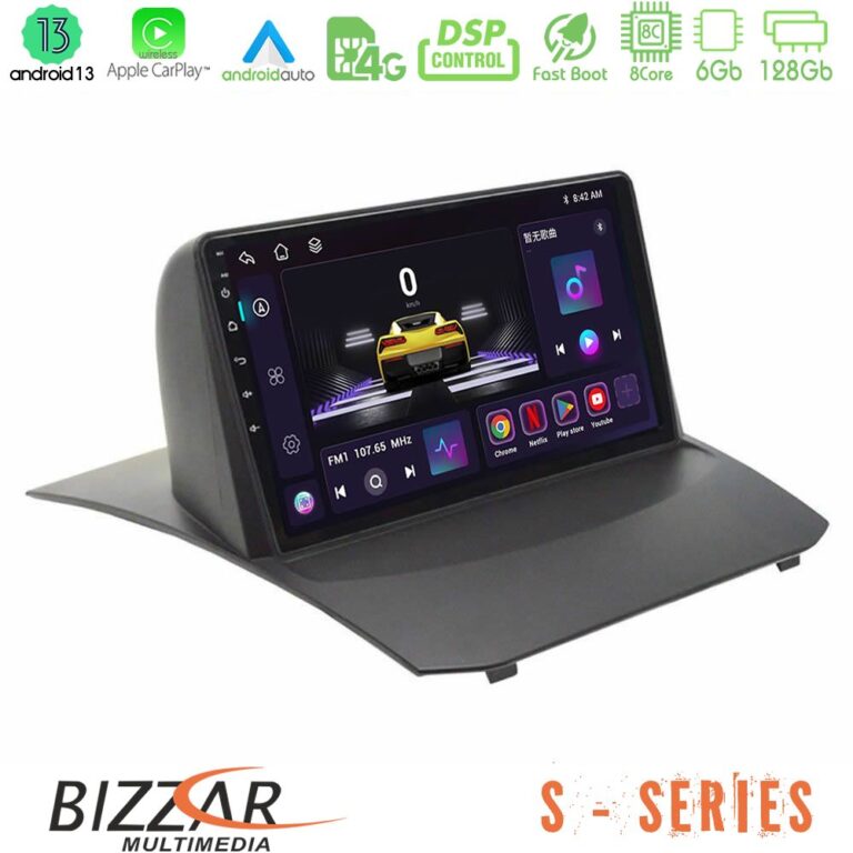 Bizzar S Series Ford Fiesta 2008-2013 8core Android13 6+128GB Navigation Multimedia Tablet 9"