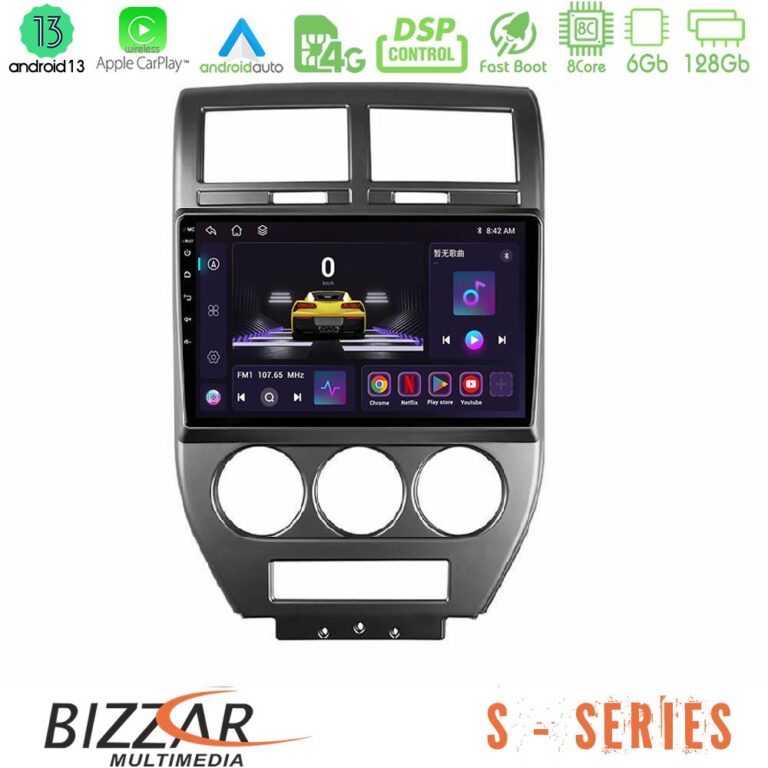 Bizzar S Series Jeep Compass/Patriot 2007-2008 8core Android13 6+128GB Navigation Multimedia Tablet 10"