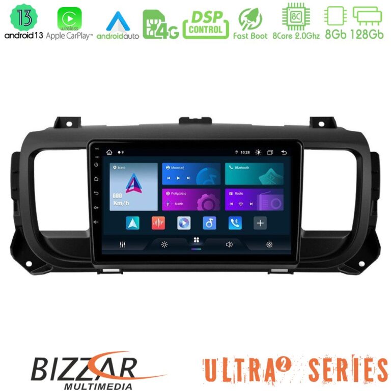 Bizzar Ultra Series Citroen/Peugeot/Opel/Toyota 8core Android13 8+128GB Navigation Multimedia Tablet 9"