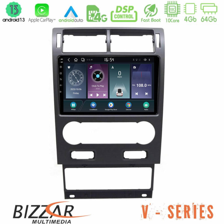 Bizzar V Series Ford Mondeo 2004-2007 10core Android13 4+64GB Navigation Multimedia Tablet 9"