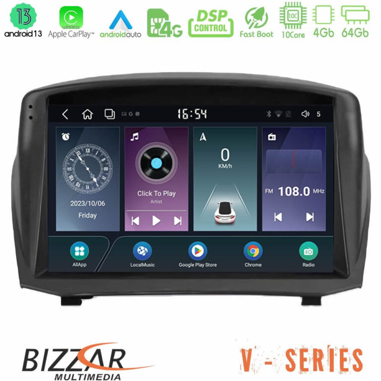 Bizzar V Series Ford Fiesta 2008-2012 10core Android13 4+64GB Navigation Multimedia Tablet 9" (Oem Style)