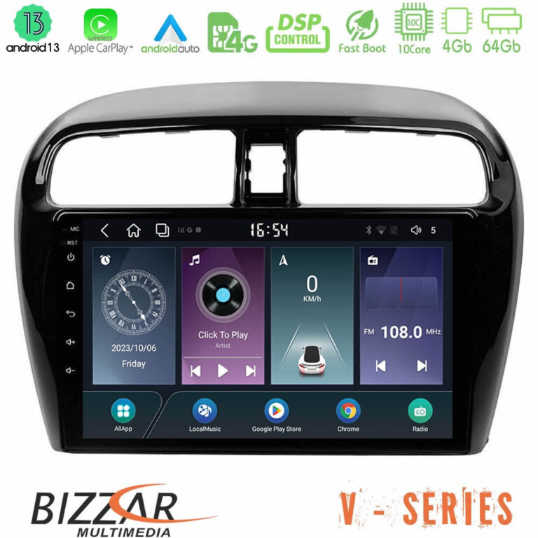 Bizzar V Series Mitsubishi Space Star 2013-2016 10core Android13 4+64GB Navigation Multimedia Tablet 9"