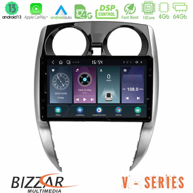 Bizzar V Series Nissan Note 2013-2018 10core Android13 4+64GB Navigation Multimedia Tablet 10"