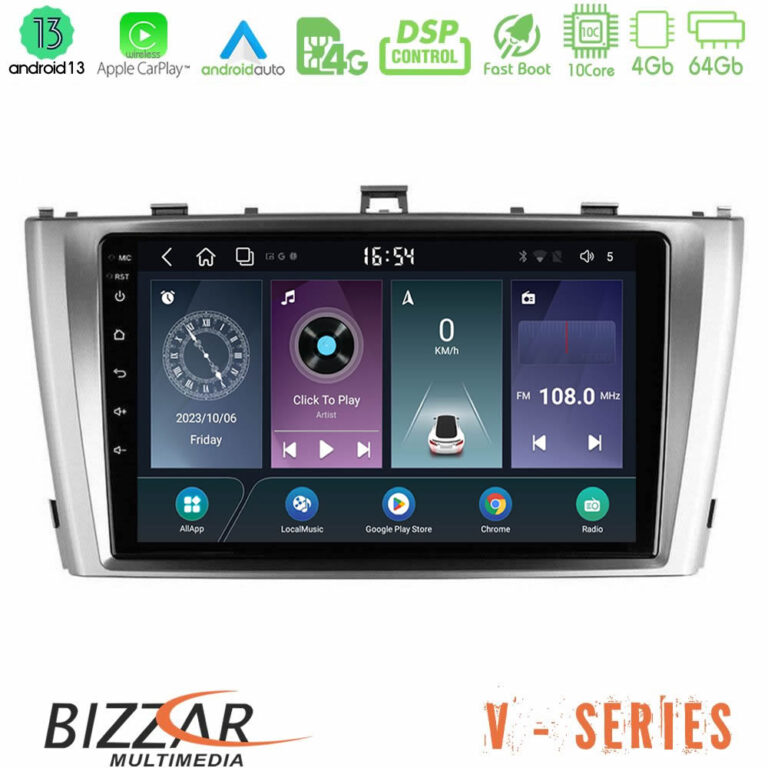 Bizzar V Series Toyota Avensis T27 10core Android13 4+64GB Navigation Multimedia Tablet 9"